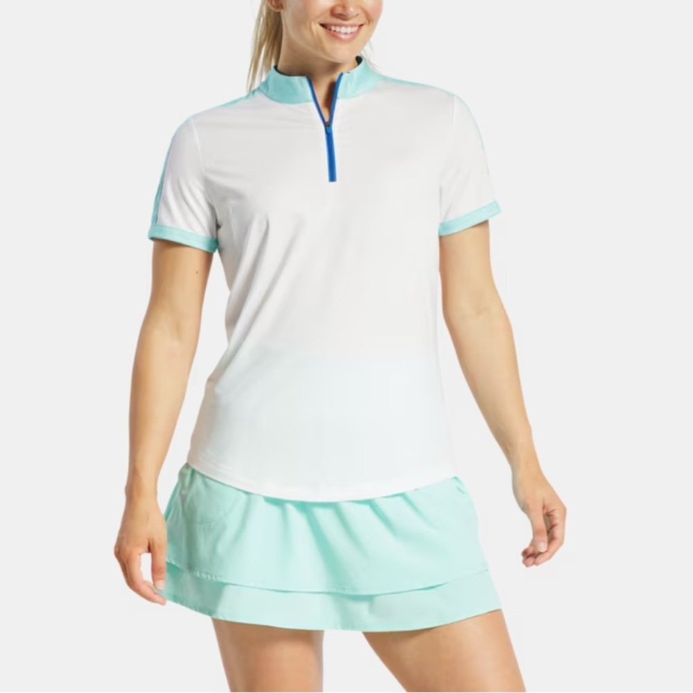 FootJoy Women's White and Light Blue Muscle Tee